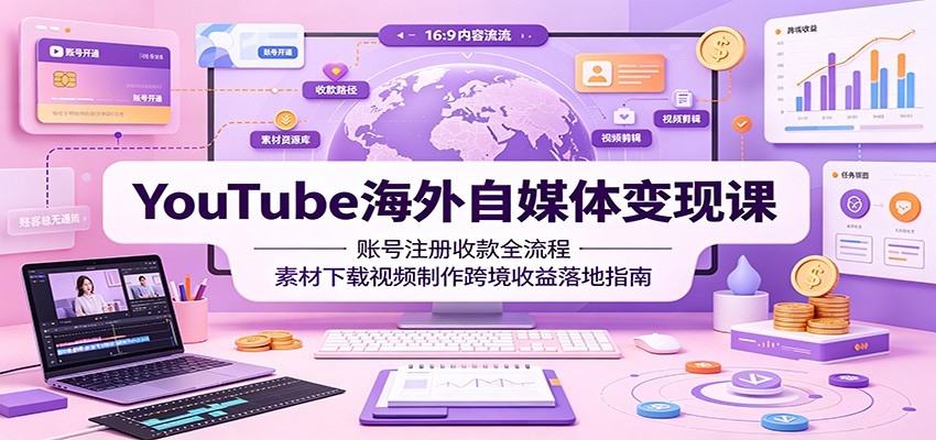 YouTube海外自媒体变现课：账号注册收款全流程，素材下载视频制作跨境收益落地指南-2ripyou