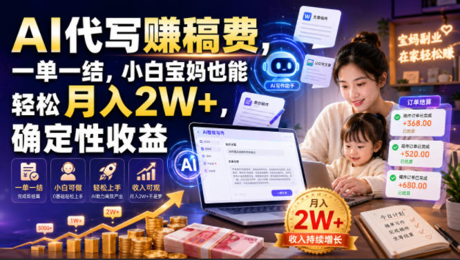 AI代写賺稿费，一单一结，小白宝妈也能轻松月入2W+，确定性收益【揭秘】-2ripyou