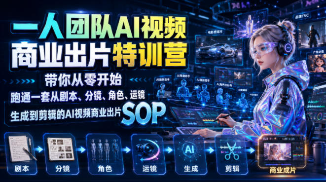 一人团队AI视频商业出片实战课：带你从零开始跑通一套从剧本、分镜、角色、运镜、生成到剪辑的AI视频商业出片SOP-2ripyou