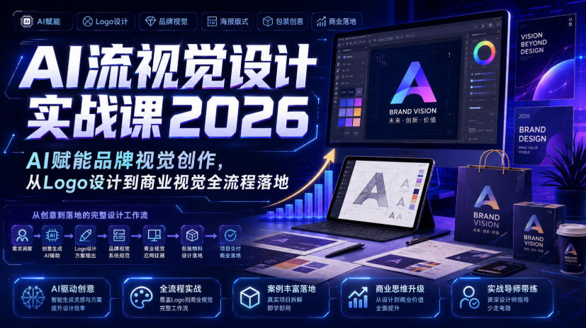 AI流视觉设计实战课2026：AI赋能品牌视觉创作，从Logo设计到商业视觉全流程落地-2ripyou