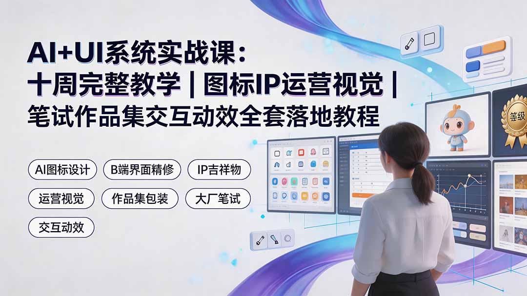 AI+UI系统实战课：十周完整教学｜图标IP运营视觉｜笔试作品集交互动效全套落地教程-2ripyou