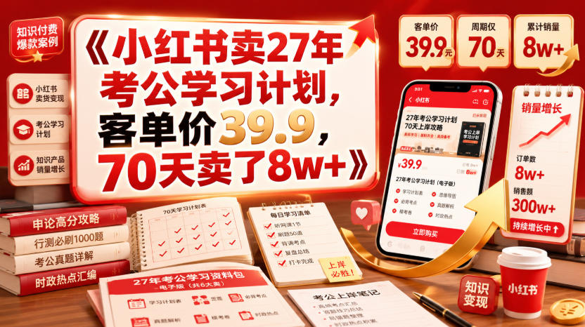 小红书卖27年考公学习计划，客单价39.9，70天卖了8w+！-2ripyou