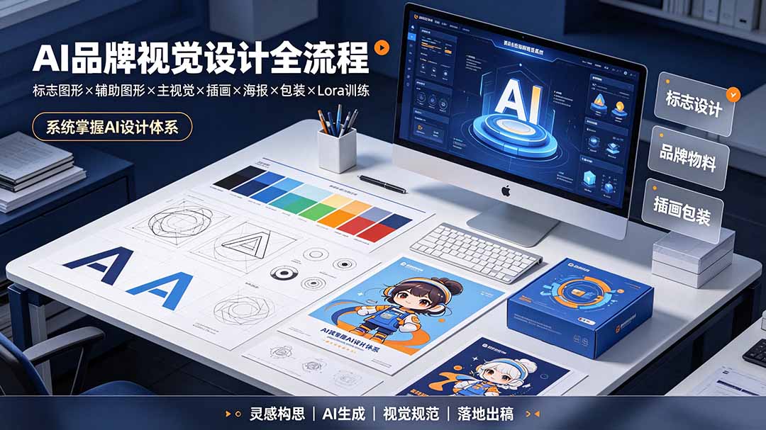 AI品牌视觉设计全流程：标志图形×辅助图形×主视觉×插画×海报×包装×Lora训练，系统掌握AI设计体系-2ripyou