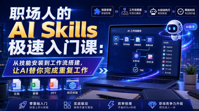 职场人的AI Skills极速入门课：从技能安装到工作流搭建，让AI替你完成重复工作-2ripyou