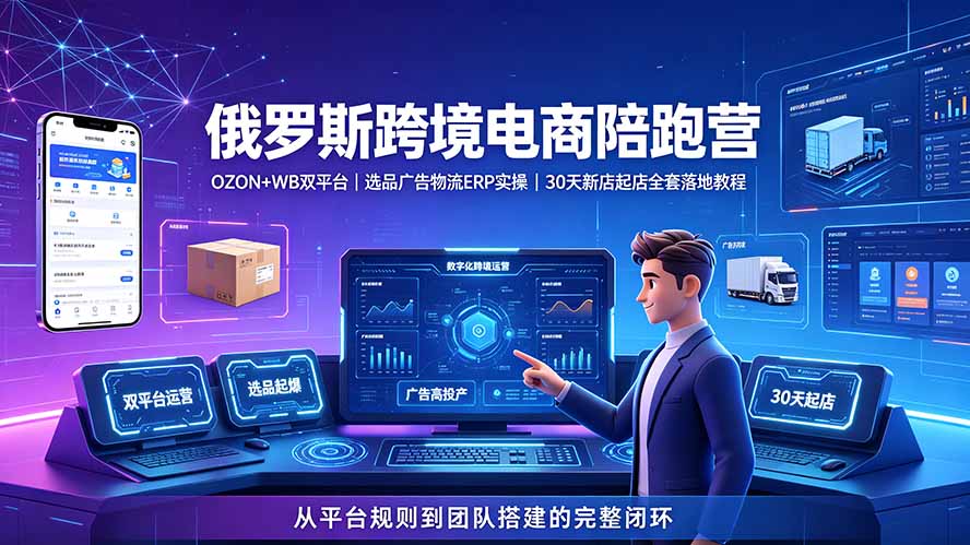 2026俄罗斯跨境电商陪跑营：OZON+WB双平台｜选品广告物流ERP实操｜30天新店起店全套落地教程-2ripyou