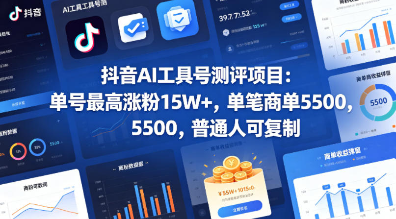 抖音AI工具号测评项目(1-2期)，单号最高涨粉15W+，单笔商单5.5k，也可进伙伴计划，普通人可复制(更新7月)-2ripyou