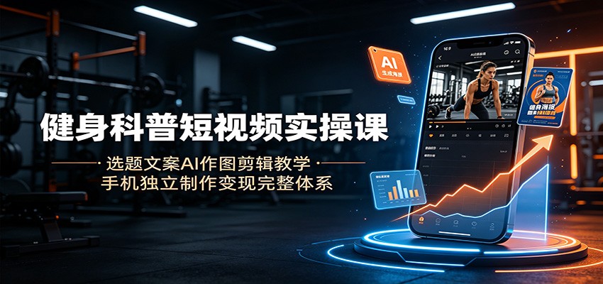 健身科普短视频实操课：选题文案AI作图剪辑教学，手机独立制作变现完整体系-2ripyou