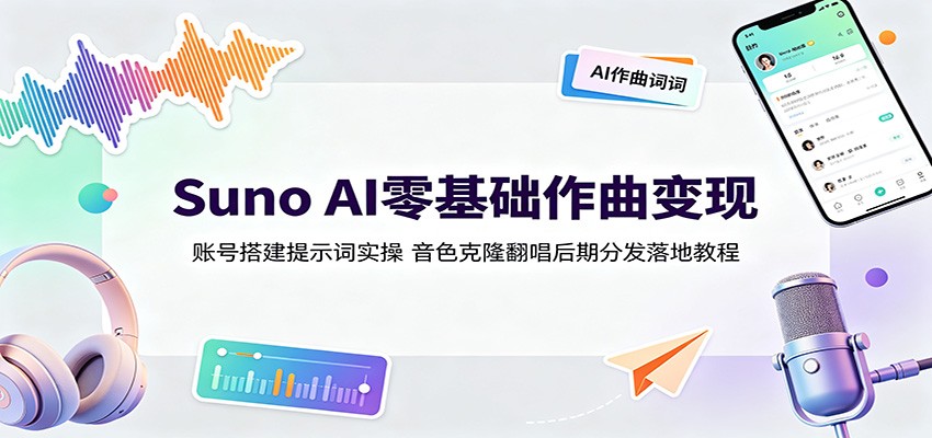 Suno AI零基础作曲变现：账号搭建提示词实操，音色克隆翻唱后期分发落地教程-2ripyou