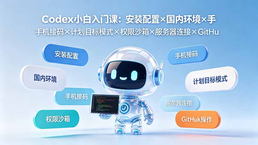 Codex小白入门课：安装配置×国内环境×手机接码×计划目标模式×权限沙箱×服务器连接×GitHub操作-2ripyou