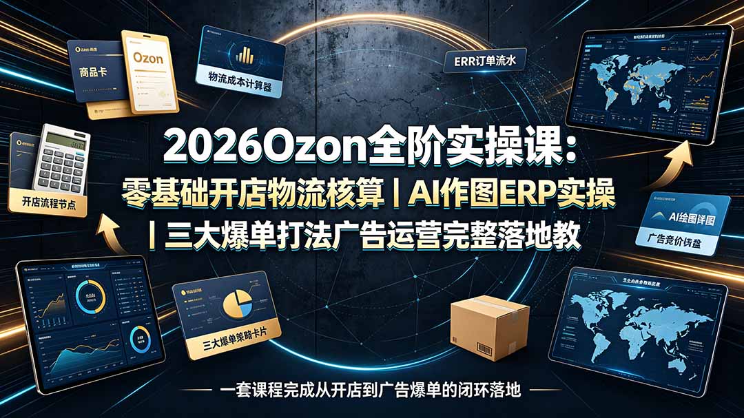 2026Ozon全阶实操课：零基础开店物流核算｜AI作图ERP实操｜三大爆单打法广告运营完整落地教程-2ripyou