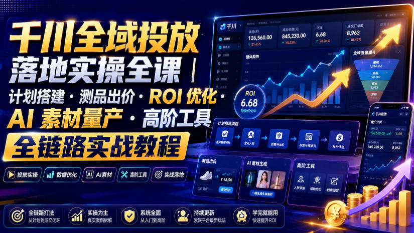 千川全域投放落地实操全课｜计划搭建・测品出价・ROI优化・AI素材量产・高阶工具全链路实战教程-2ripyou