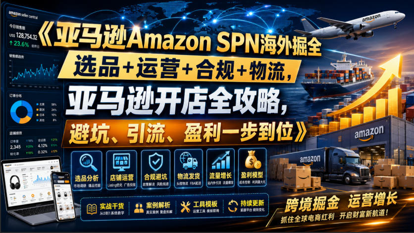 亚马逊Amazon SPN海外掘全，选品+运营+合规+物流，亚马逊开店全攻略，避坑、引流、盈利一步到位-2ripyou