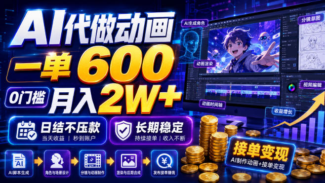 AI代做动画，一单600，0门槛月入2W+，日结不压款，长期稳定【揭秘】-2ripyou