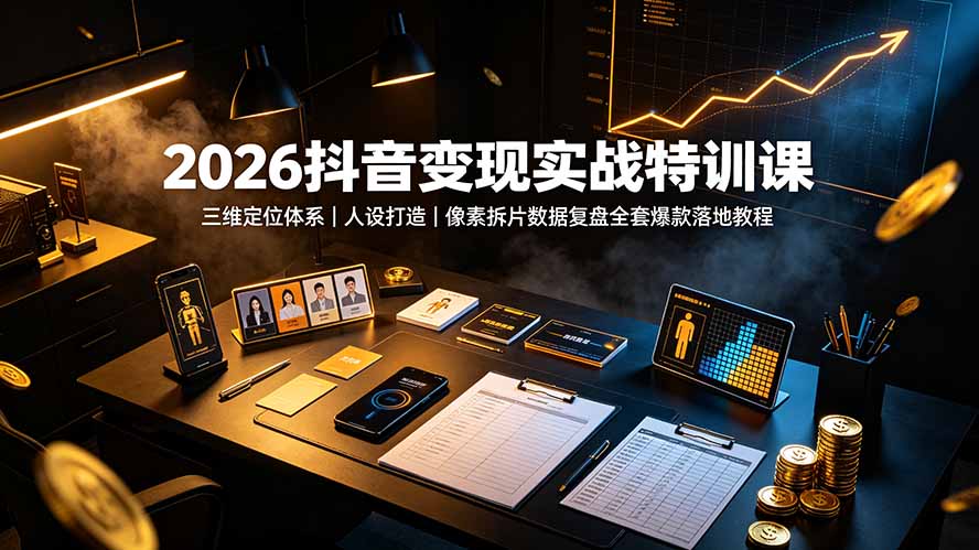 2026抖音变现实战特训课：三维定位体系｜人设打造｜像素拆片数据复盘全套爆款落地教程-2ripyou