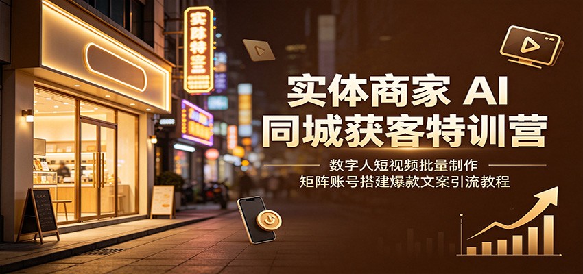 实体商家AI同城获客特训营：数字人短视频批量制作，矩阵账号搭建爆款文案引流教程-2ripyou