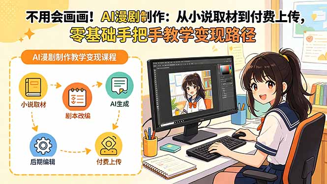 不用会画画！AI漫剧制作：从小说取材到付费上传，零基础手把手教学变现路径(更新-2ripyou