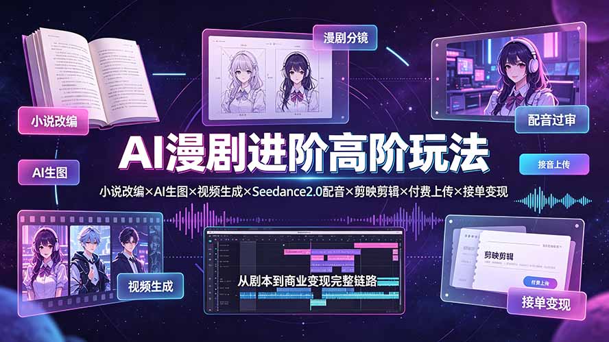 AI漫剧进阶高阶玩法：小说改编×AI生图×视频生成×Seedance2.0配音×剪映剪辑×付费上传×接单变现-2ripyou