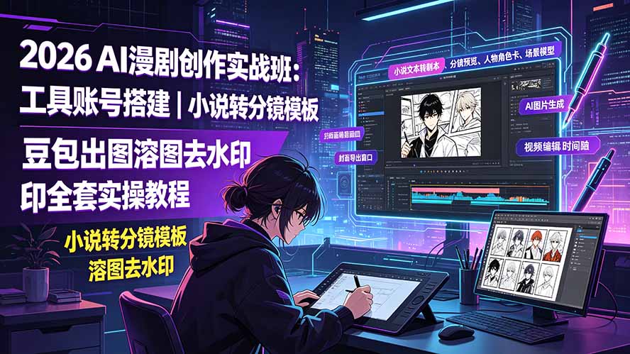 2026AI漫剧创作实战班：工具账号搭建｜小说转分镜模板｜豆包出图溶图去水印全套实操教程-2ripyou
