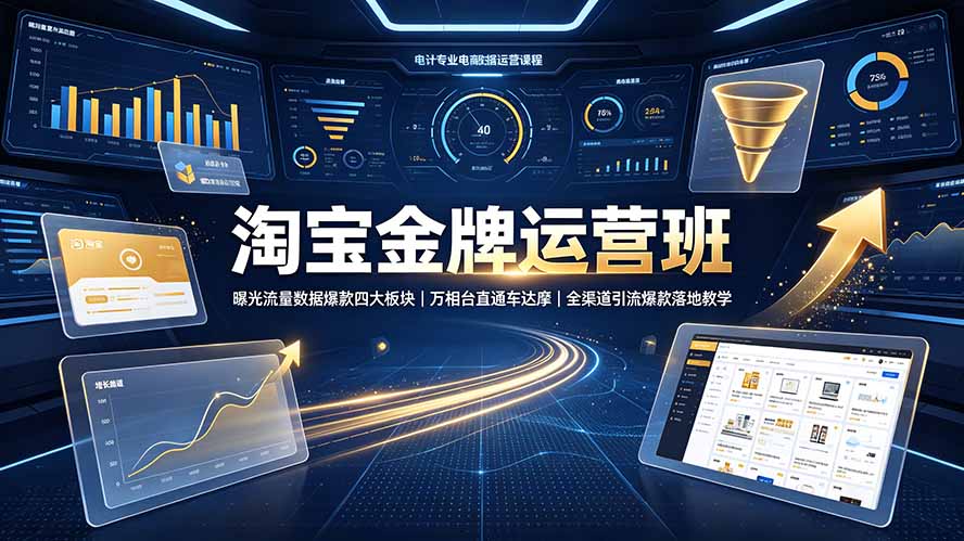 淘宝金牌运营班-7月：曝光流量数据爆款四大板块｜万相台直通车达摩｜全渠道引流爆款落地教学-2ripyou