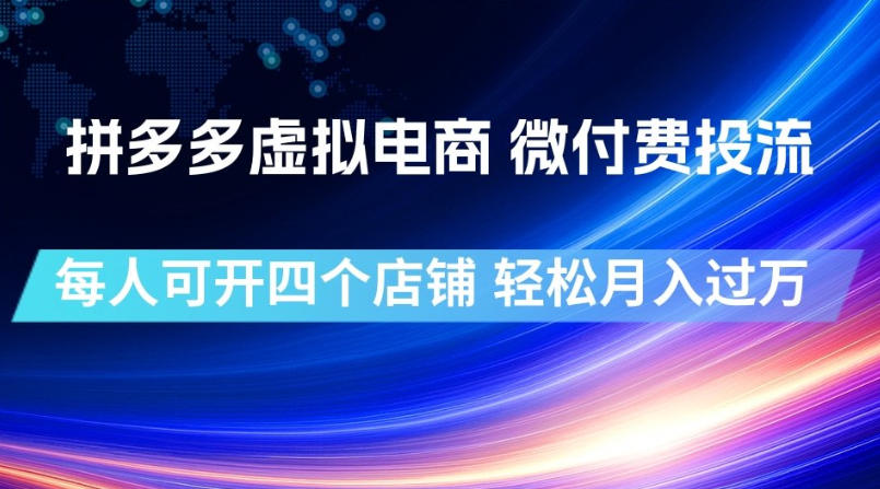 拼多多虚拟电商，微付费投流玩法，每人可开四个店，轻松月入过1W【揭秘】-2ripyou