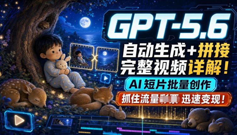 GPT-5.6自动生成＋拼接完整视频详解，AI短片批量创作，抓住流量迅速变现！-2ripyou