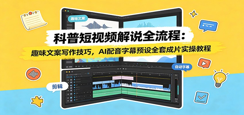 科普短视频解说全流程：趣味文案写作技巧，AI配音字幕预设全套成片实操教程-2ripyou
