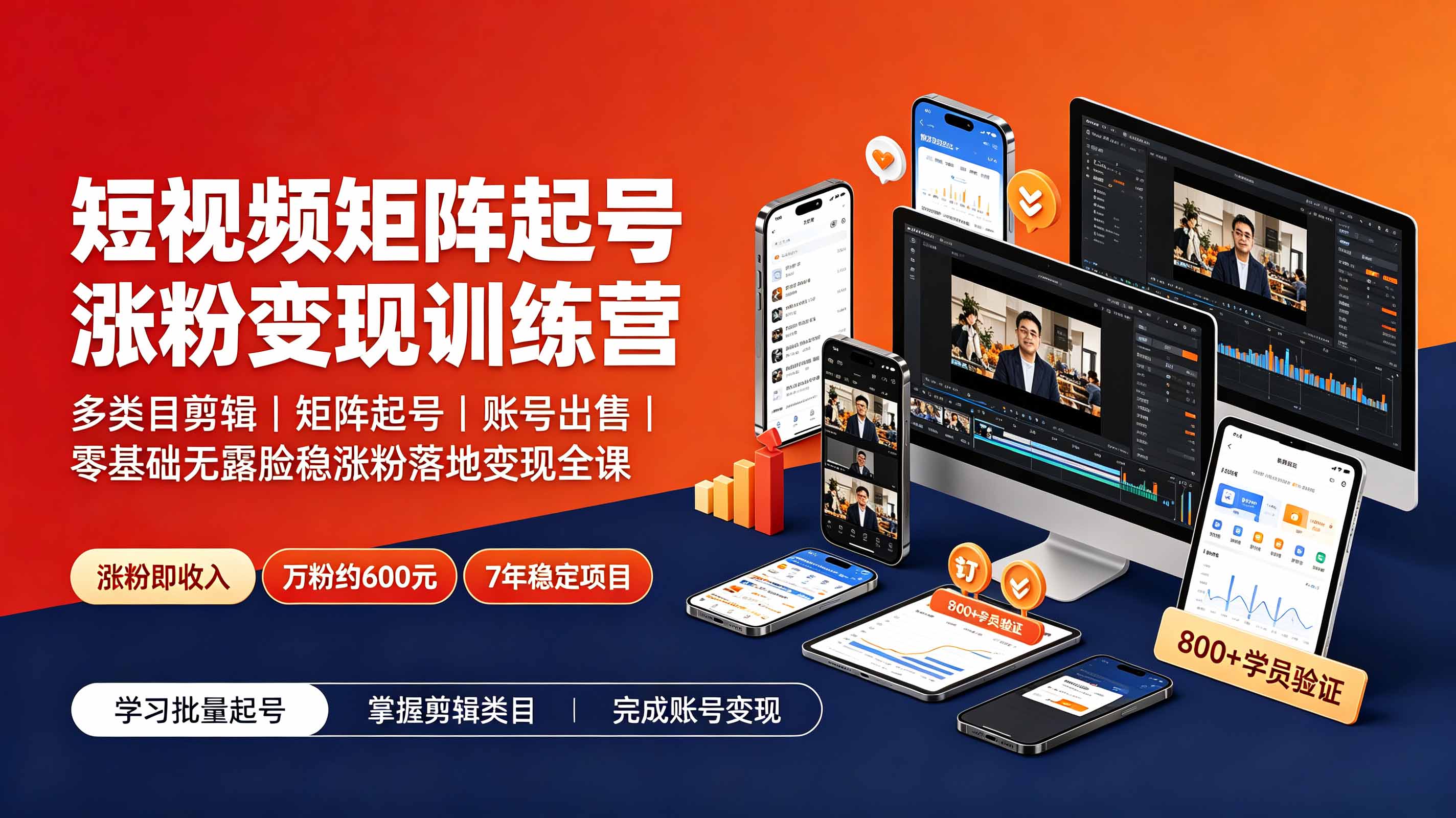 短视频矩阵起号涨粉变现训练营｜多类目剪辑·矩阵起号·账号出售，0基础无露脸稳涨粉落地变现全课-更新-2ripyou