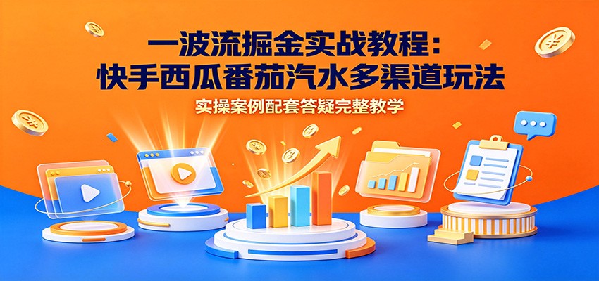 一波流掘金实战教程：快手西瓜番茄汽水多渠道玩法，实操案例配套答疑完整教学-2ripyou
