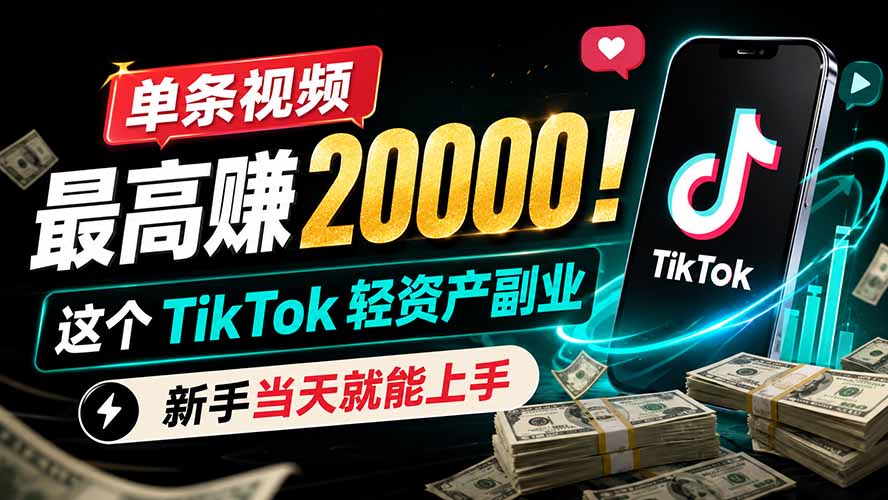 单条视频最高赚 20000！这个 TikTok 轻资产副业，新手当天就能上手-2ripyou