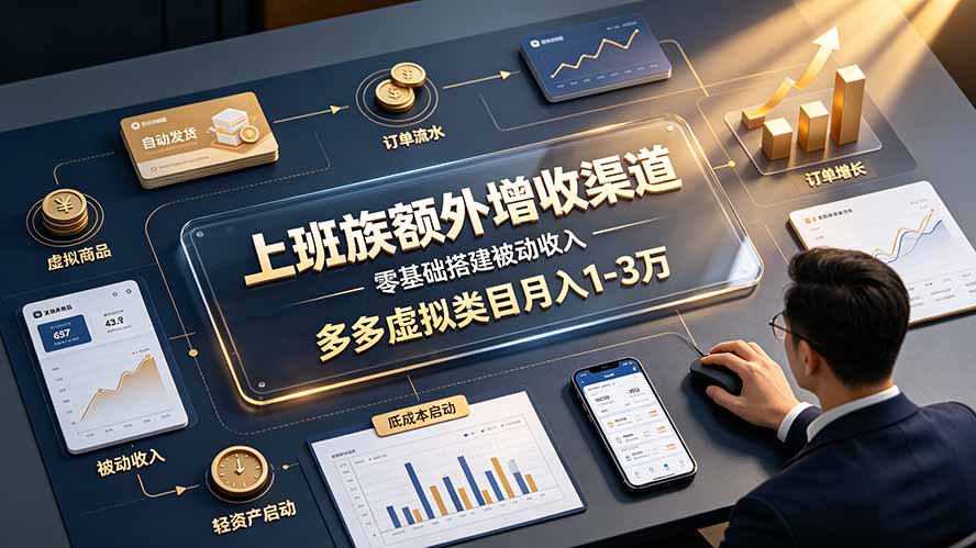 上班族额外增收渠道，零基础搭建被动收入，多多虚拟类目月入 1-3 万-2ripyou