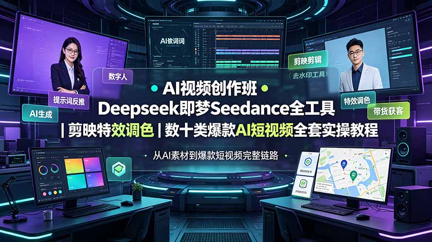 AI视频创作班◆Deepseek即梦Seedance全工具｜剪映特效调色｜数十类爆款AI短视频全套实操教程-2ripyou
