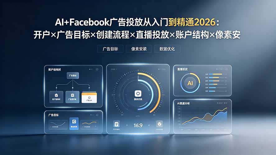 AI+Facebook广告投放从入门到精通2026：开户×广告目标×创建流程×直播投放×账户结构×像素安装×AI赋能-2ripyou