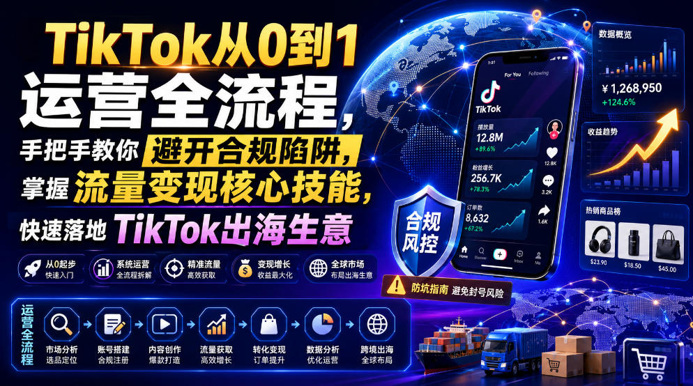 TikTok从0到1运营全流程，手把手教你避开合规陷阱，掌握流量变现核心技能，快速落地TikTok出海生意(更新7月)-2ripyou