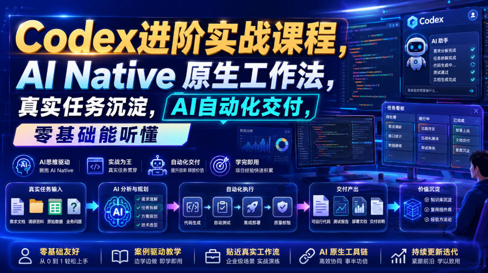 Codex进阶实战课｜AI Native原生工作法，22节真实任务落地，从配置到AI自动化交付全链路教程-2ripyou