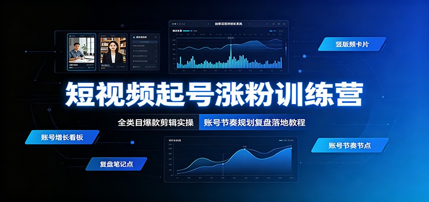 短视频起号涨粉训练营：全类目爆款剪辑实操，账号节奏规划复盘落地教程-2ripyou