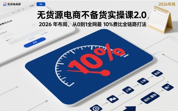 无货源电商不备货实操课2.0，2026年布局，从0到1全网最低10%费比全链路打法【更新26年7月22日】-2ripyou
