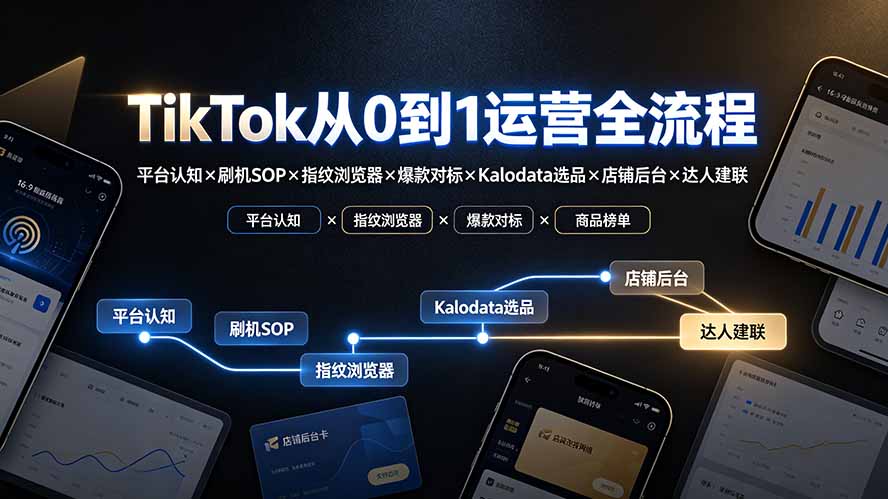 TikTok从0到1运营全流程：平台认知×刷机SOP×指纹浏览器×爆款对标×Kalodata选品×店铺后台×达人建联-2ripyou