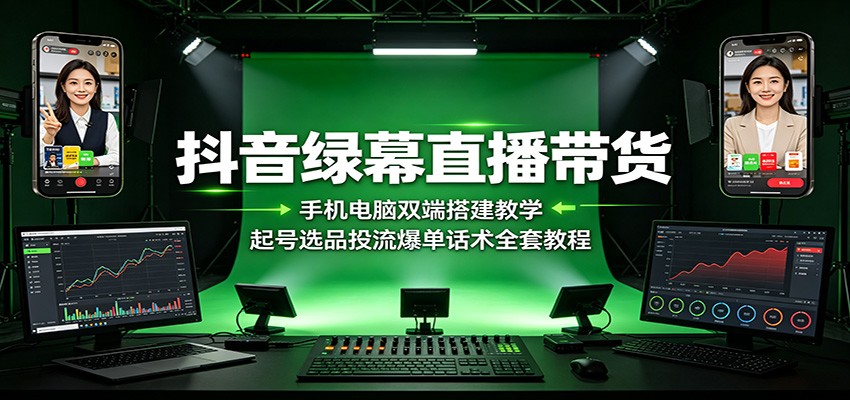 抖音绿幕直播带货：手机电脑双端搭建教学，起号选品投流爆单话术全套教程-2ripyou