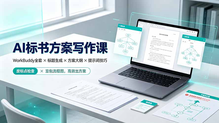 AI标书方案写作课：WorkBuddy全套×标题生成×方案大纲×提示词技巧×废标点检查×豆包流程图，高效出方案-2ripyou