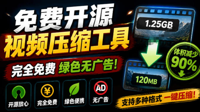 Github开源视频压缩瘦身工具，轻松压缩90%，并保持画质清晰，完全免费绿色无广告！VideoSlim-2ripyou