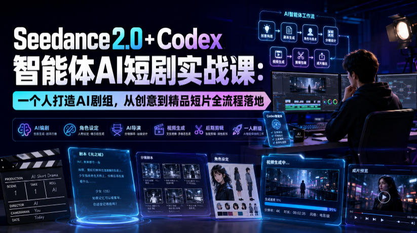 Seedance2.0+Codex智能体AI短剧实战课：一个人打造AI剧组，从创意到精品短片全流程-2ripyou