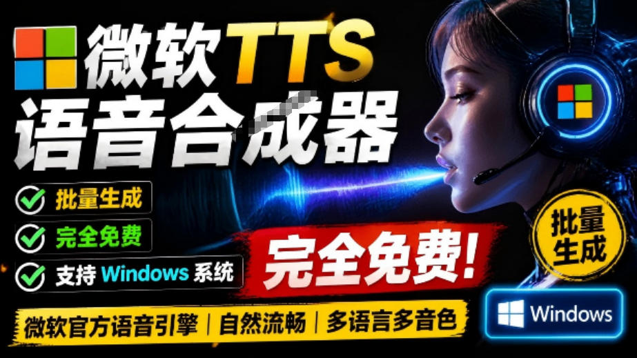 微软TTS免费语音配音生成器，完全免费，支持多语音、多音色选择，Windows系统专用TTS语音合成器-2ripyou