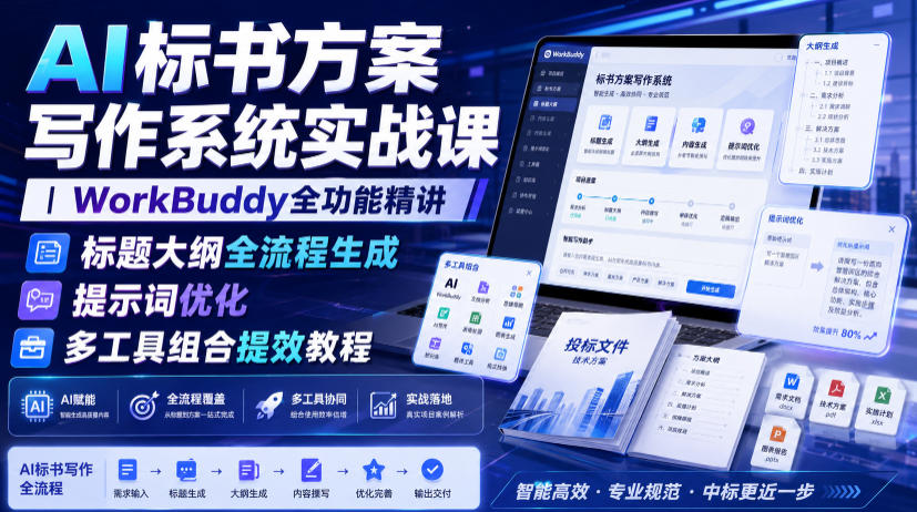 AI标书方案写作系统实战课｜WorkBuddy全功能精讲・标题大纲全流程生成・提示词优化・多工具组合提效教程-2ripyou