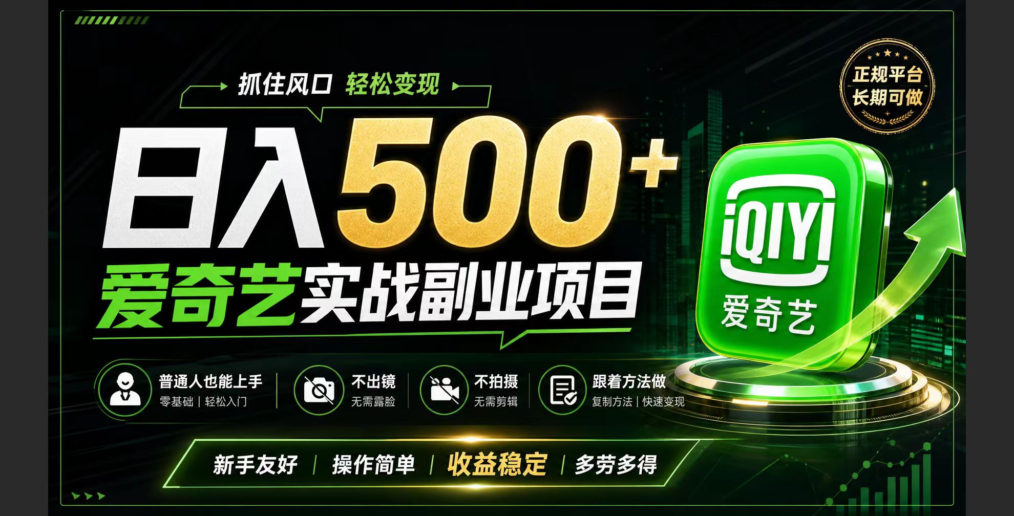 普通人必做的爱奇艺赛道变现!稳定日500+,翻身的机会真来了!抓住风口！-2ripyou