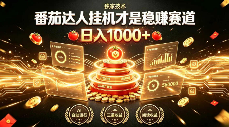 别再瞎找副业！番茄达人挂G才是稳賺赛道，日入1000+，全程傻瓜式操作，可矩阵放大【揭秘】-2ripyou
