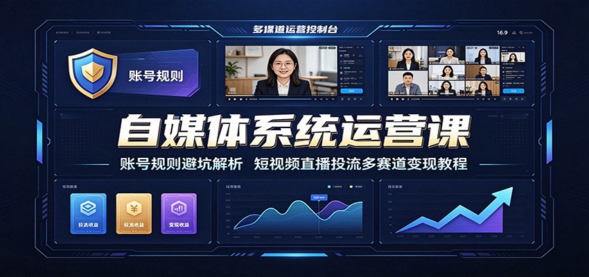 自媒体系统运营课：账号规则避坑解析，短视频直播投流多赛道变现教程-2ripyou