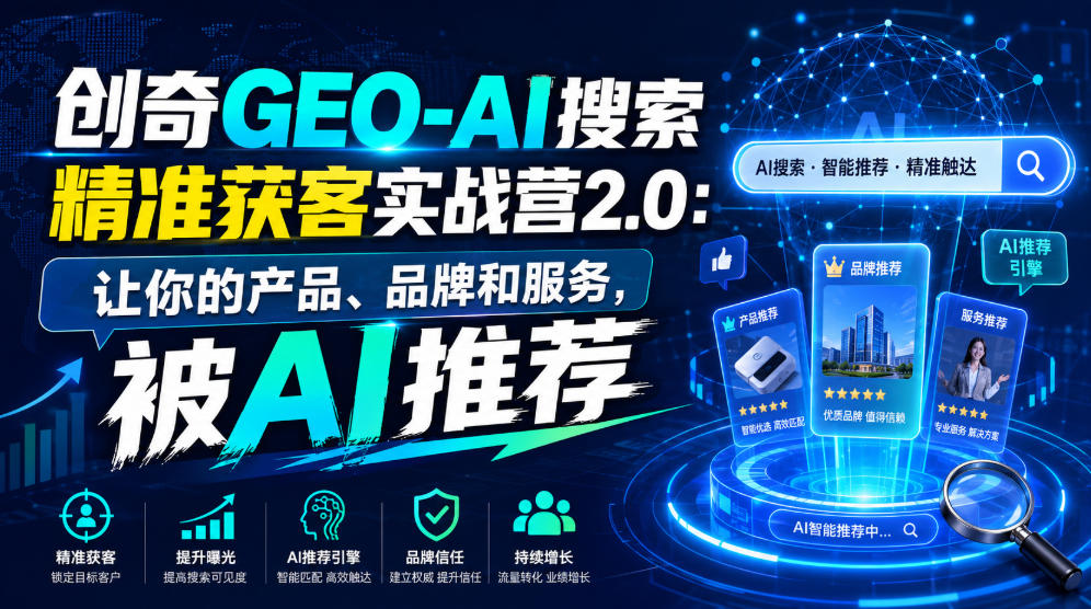 创奇GEO-AI搜索精准获客实战营2.0：让你的产品、品牌和服务，被AI推荐-2ripyou